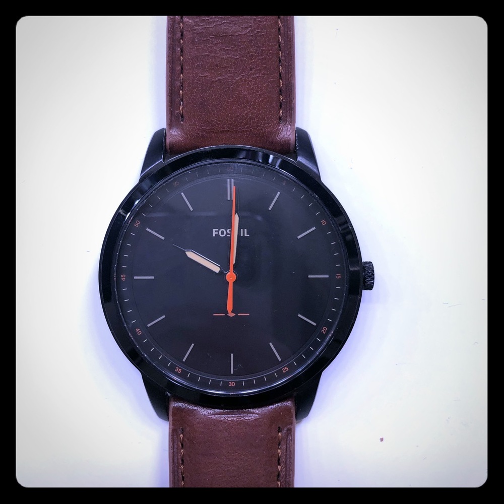 Luther Three-Hand Brown Leather Watch
